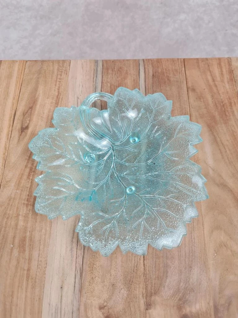 🍃 Vide-poche vintage en verre – Feuille de vigne